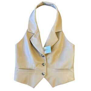 Song of Style Gideon Vest Vegan Leather Backless Revolve Fawn Brown Size Small